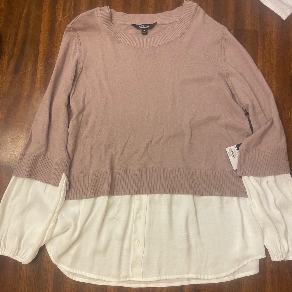 Simply Vera Vera Wang Blush and Cream Layered Blouse